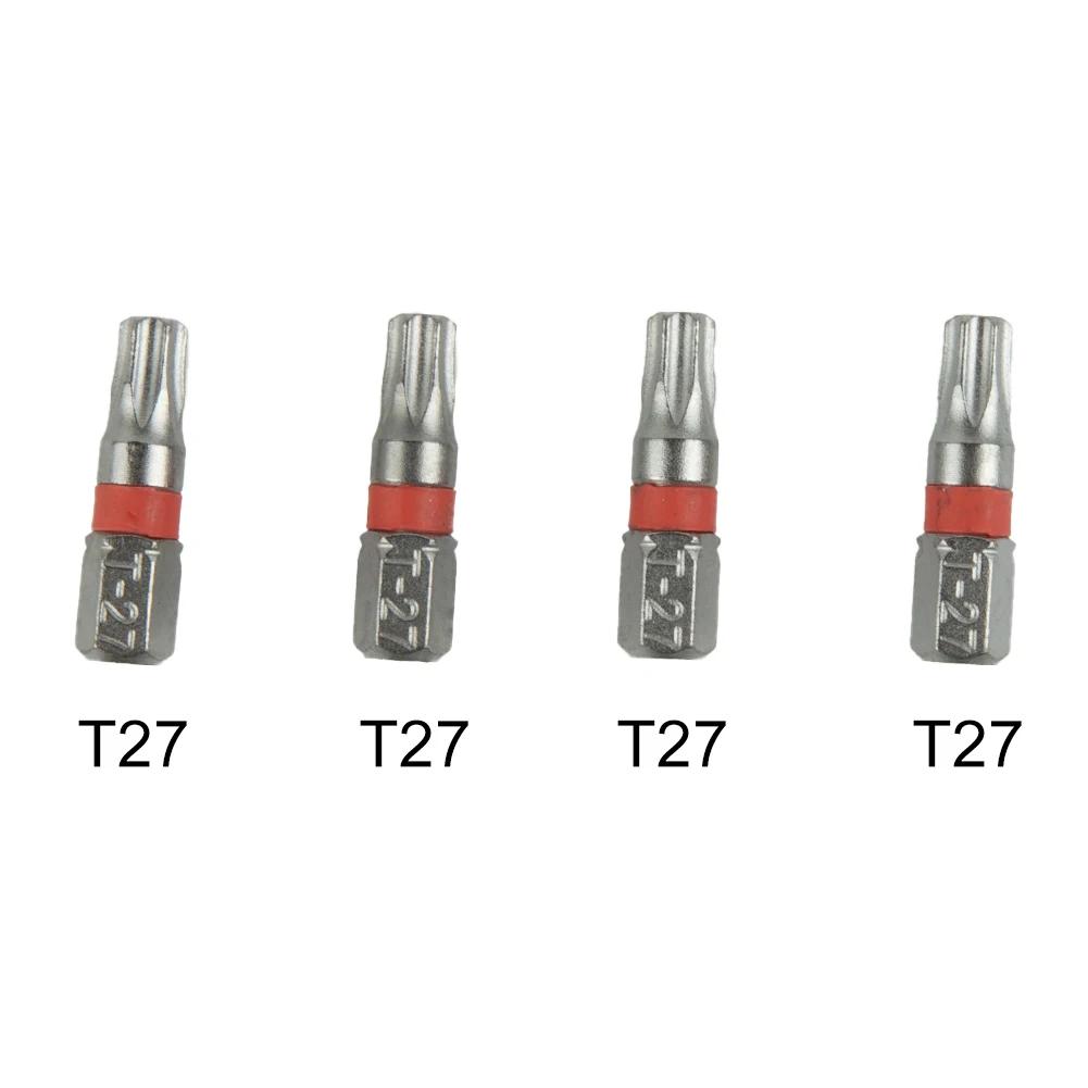 4Pcs 25mm T6-T40 Magnetic Torx Screwdriver Bits Set Electric Screwdriver Head T6/T8/T9/T10/T15/T20/T25/T27/T30/T35/T40 Hand Tool