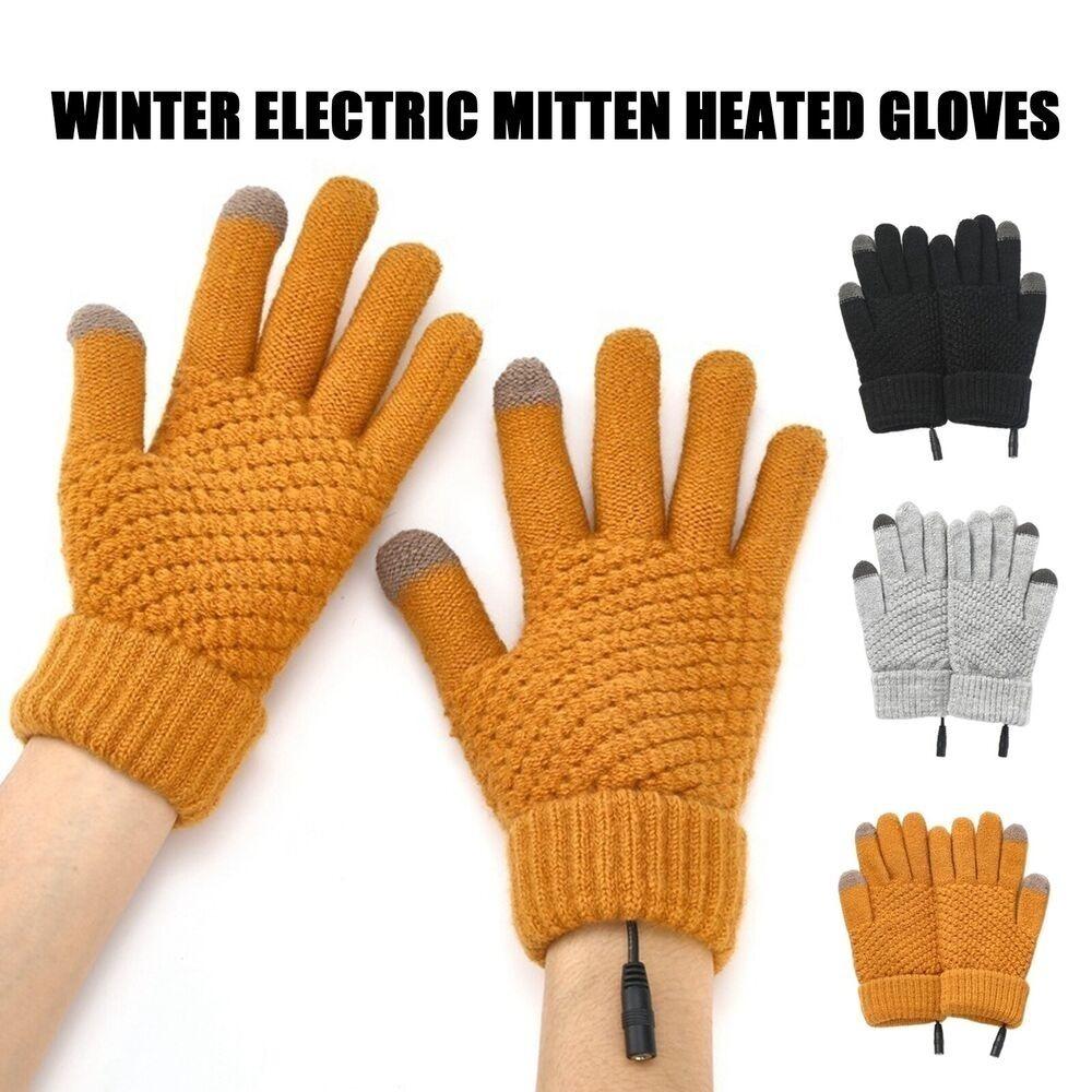 Fortykket berøringsskjerm Strikkede hansker Oppvarmede hansker Vinter Elektrisk vott Full Finger Warmer