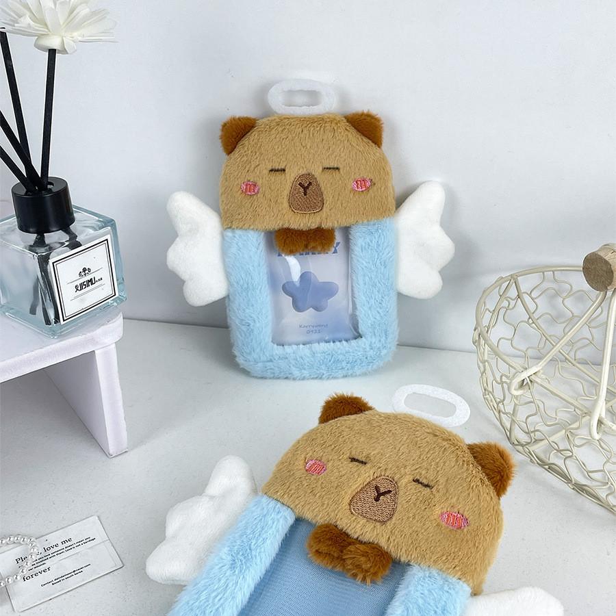 Capybara Delightful Angel Plush Card Bag For Student Meal Card And Id Wallet