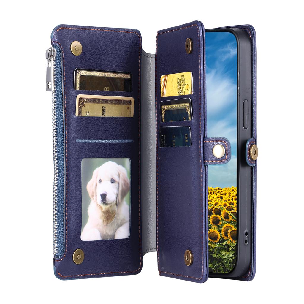 For Samsung Galaxy S26 Edge Case TPU + PU Leather Wallet Phone Cover with Wrist Strap