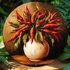 2D Round Aluminum Tin Sign 8x8 Inch Chili Pepper Vintage Wall Decor Rustproof Bar Kitchen