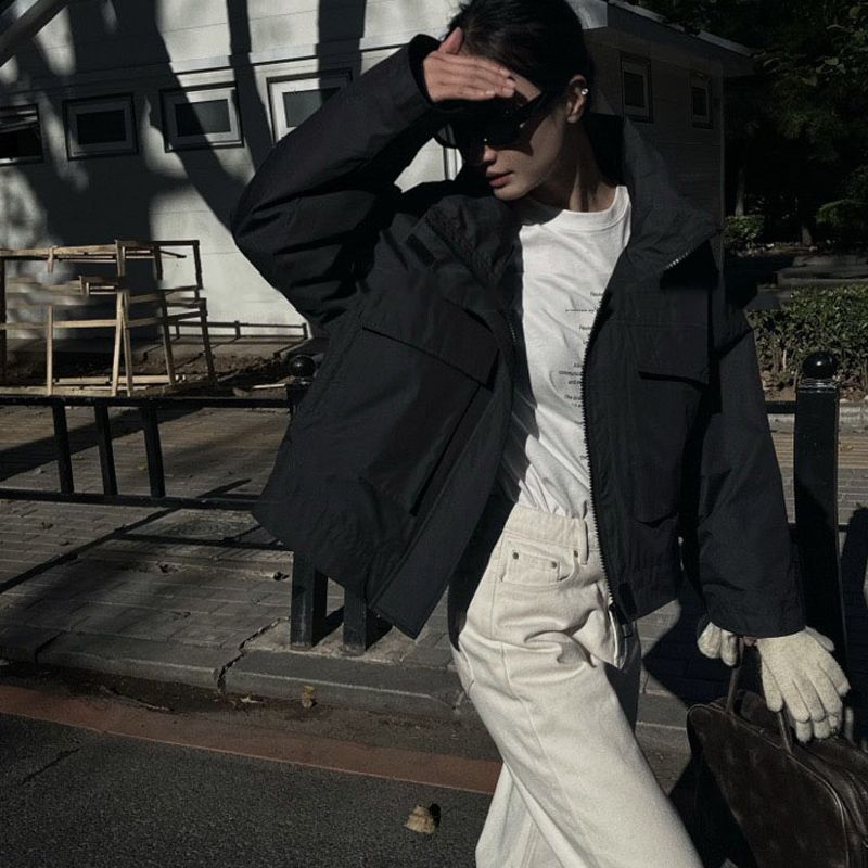 

Куртка Парка с воротником-стойкой, короткая куртка с хлопковой набивкой, женская, зимняя, с плюшевой подкладкой, свободная, повседневная куртка-пальто для женщин. M