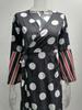 2025 European American V-Neck Tie-Up Long Sleeve Printed Dress for Autumn/Winter