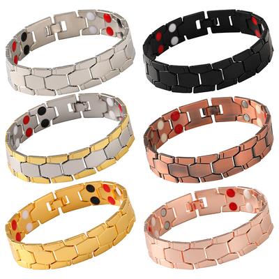 European and American Fashion Geometric Magnetic Therapy Bracelet Men's Personality Hexagonal Titanium Steel Bracelet Hot-selling Models