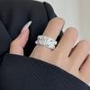 PANJBJ 925 Silver Line Crossing Ring for Women Punk Hip Hop Exaggerate Trend Adjustable Jewelry Party Gift