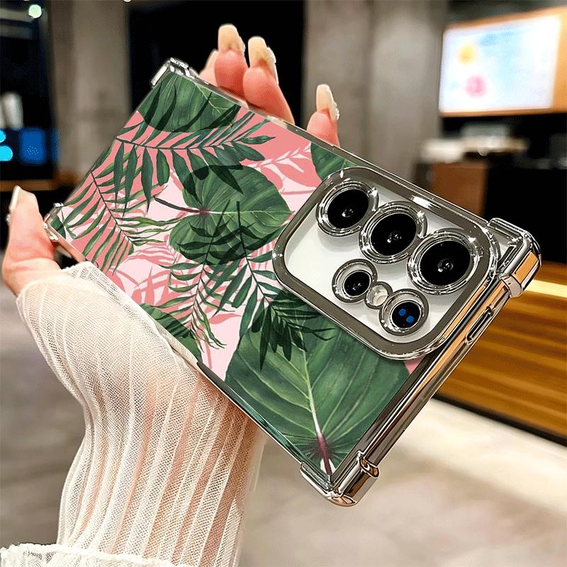 Summer Plants Green Leaf Soft Phone Case For Samsung Galaxy S26 Ultra S25 Edge S24 FE S23 Plus S22 S21 + S20 Plating Anti-Fall F