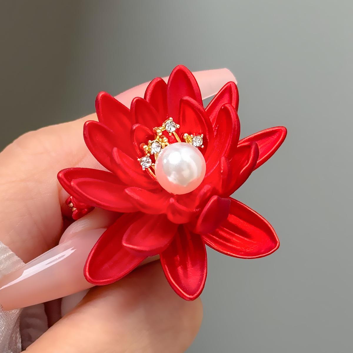 

Брошь пион высокого класса для женщин, жемчужно-красный корсаж, антибликовый капающий штифт