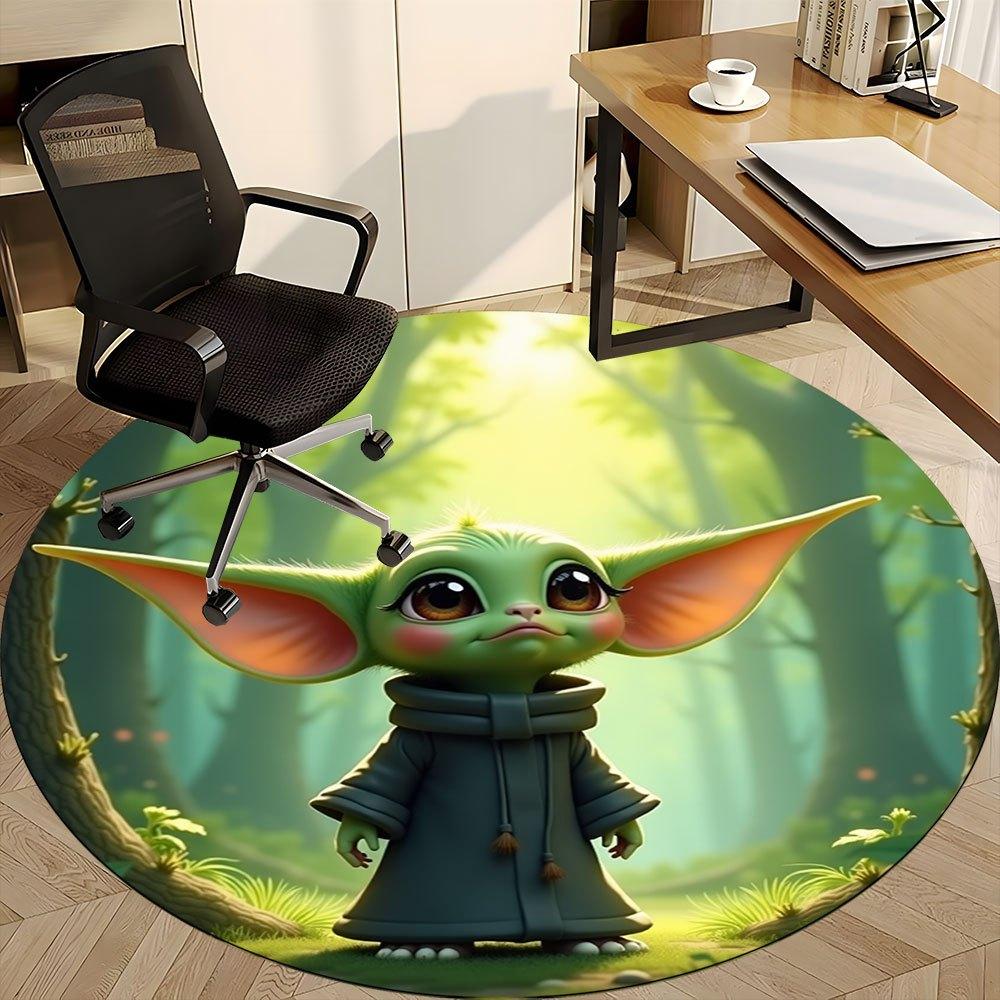 

1pc Adorable Forest Friends Cute round Yoda Rug - Perfect for Home Office Decor, Home Room Flooring, -0412083 80cm by 80cm