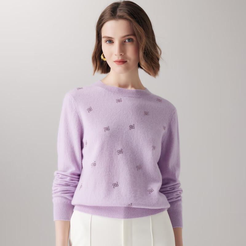 Palo Women's 100% Cashmere Jacquard Round Neck Sweater