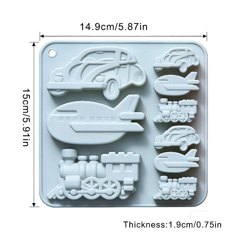Schokoladen-Silikonformen 3D Oldtimer Zug Flugzeug DIY Silikon Fondant Kuchenform Tablett Backwerkzeuge für Süßigkeiten Mousse