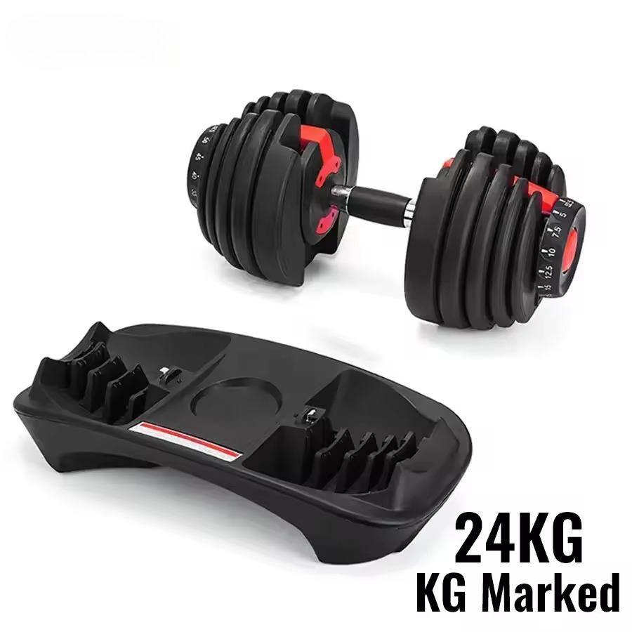 Adjustable Dumbbells 24kg / 52.5-pound Short Barbell Quick Choice for Home Gym Workouts