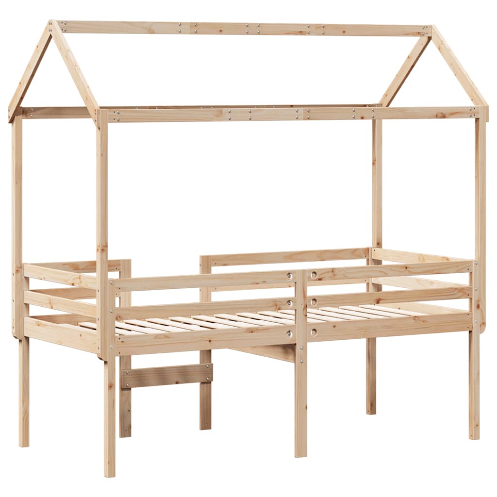 High Bed with Roof 80x200 cm Solid Pine Wood