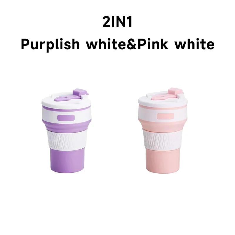 350ML Silicone Folding Cup Collapsible Mug With Cover Coffee Travel Outdoors Portable Water Drinking Tea Cups
