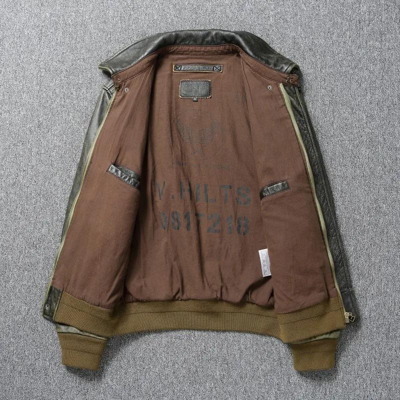 Jachete de zbor din piele, militară clasică A2, mărime chinezească, jachetă din piele de vacă veche, spălată cu piatră, pentru bărbați, haină pentru bărbați din piele moale