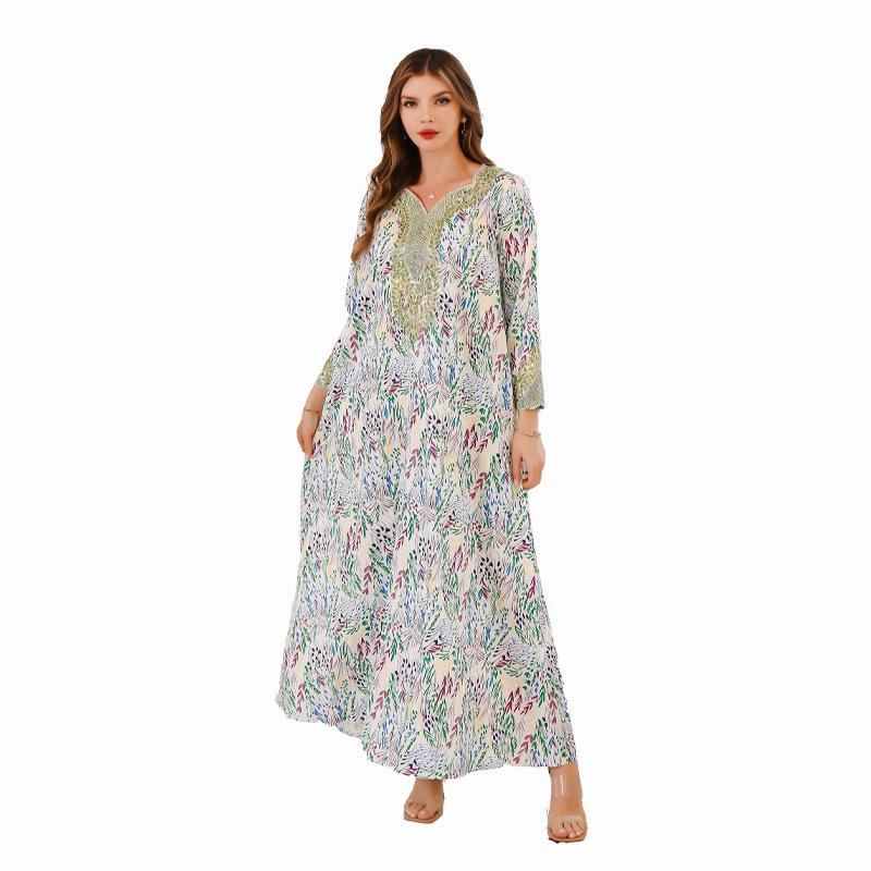 

Зарубежная абайя, женское вечернее платье - ближневосточное мусульманское платье с дизайном горячей фиксации Large зелёный