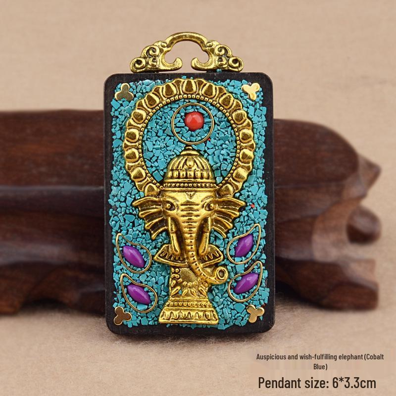 Ebony Tangka Necklace with Ethnic Na Fu Pendant - Buddha Amulet for Men & Women