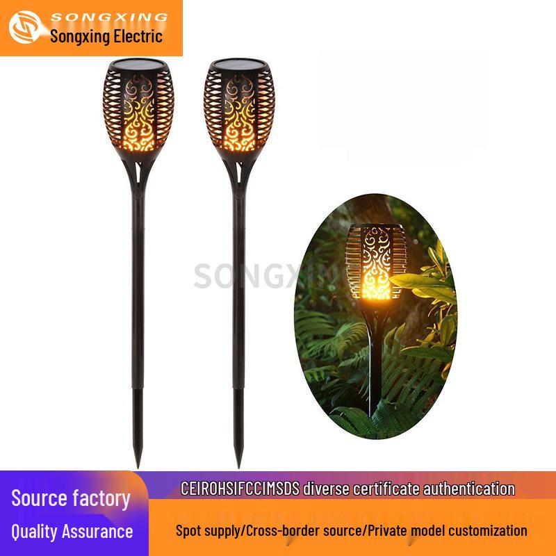 Solar LED Waterproof Torch Light for Garden: Wall-Mount, Ground-Insert, or Flat Surface.