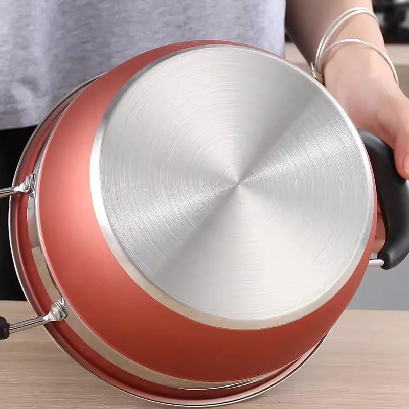 "12-Piece Stainless Steel Cookware Set: Thick Double Bottom Pots, Non-Stick Frying Pan, Milk Pot, Soup Pot"