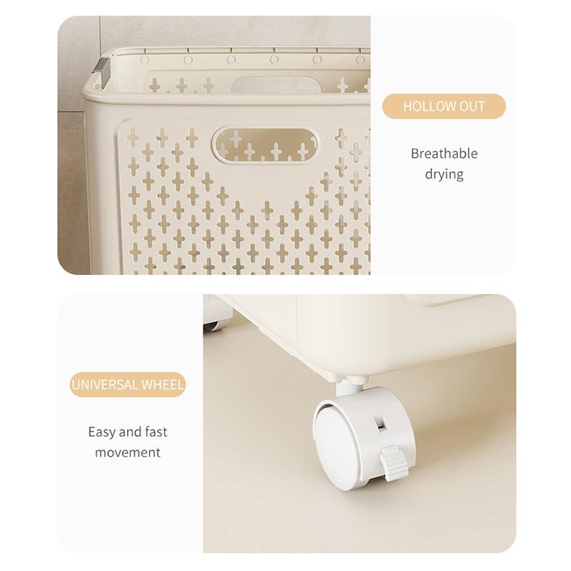 Foldable Laundry Baskets With Wheels Dirty Clothes Basket Large Capacity Cart Bathroom Multifunctional Storage Basket