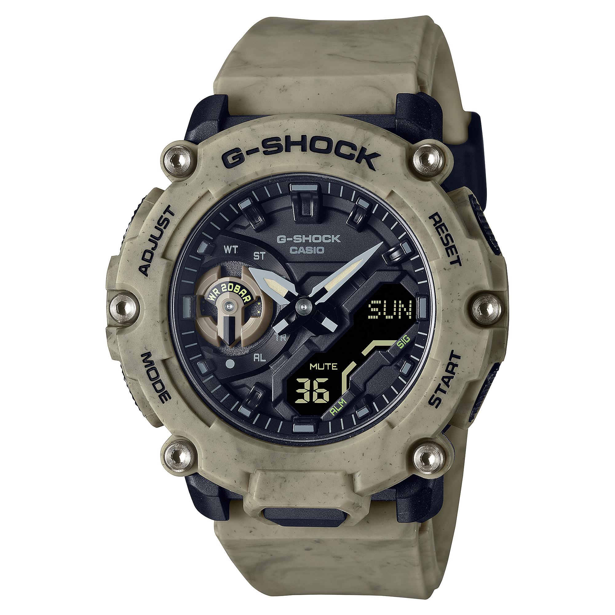 

Casio Men s Resin 200M Water Resistant Digital Shock Resistant Quartz Watch GA-2200SL-5A коричневый