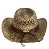 Western Straw Cowgirl Hats with Decorative Bands for Women Men Summer Hollow Out Wide Brim Sun Protection Hats Panama Caps