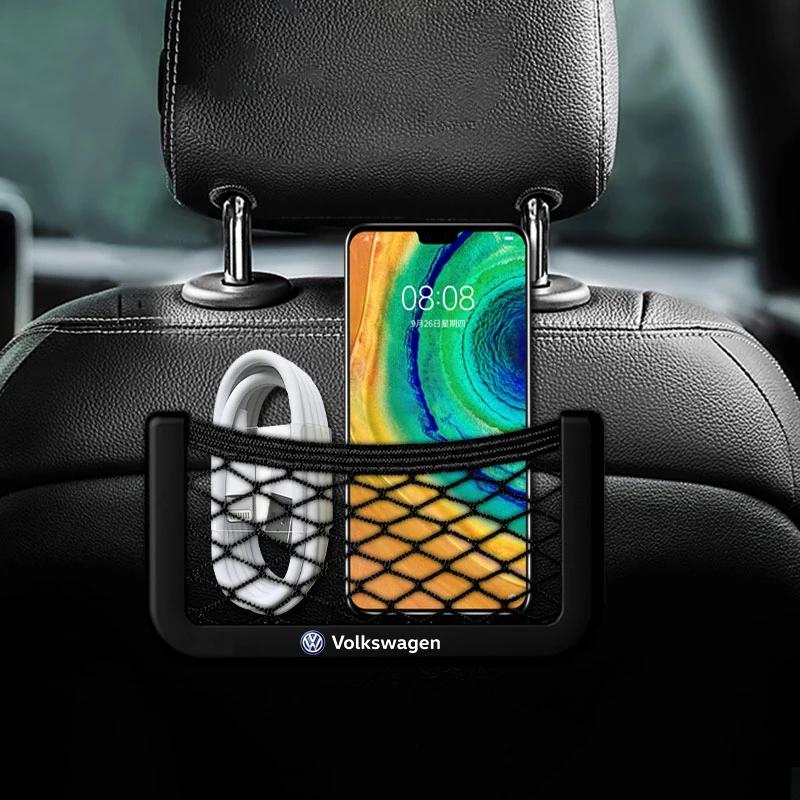 For Volkswagen Car Seat Side Back Sundries Pocket Mesh Storage Bag Phone Net Pocket Holder For Volkswagen Golf-5 7 Bora Jetta PO