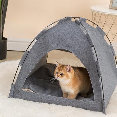 Hundehütte Katzenhaus Haustiernest Sitzkissen Zelt Erfrischendes und atmungsaktives halbgeschlossenes Vierjahreszeitenzubehör für große, mittelgroße und kleine Katzen Teddy