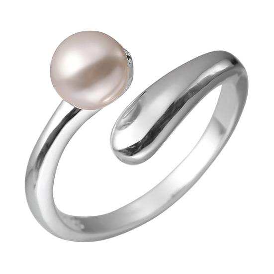 

Finger Ring Natural Imitation Pearls Opening Adjustable Finger Band Silver Plated Women Ring Commuting Dating Jewelry Gift
