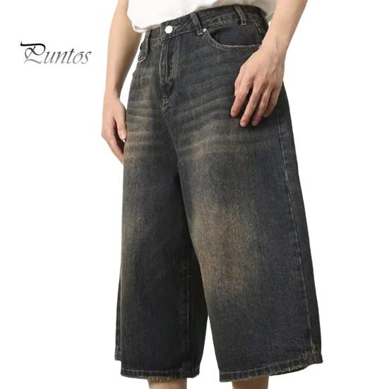 

Мужские летние укороченные джинсы со средней посадкой и застежкой-молнией на пуговицах, джинсовые брюки, градиентные цвета, широкие укороченные брюки, уличная одежда 3XL чёрный