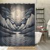 1pc Three-dimensional Effect Creative Abstract Art Geometric Lines Starry Sky Moon Mountains Rivers Shower Curtain, 12 Hooks