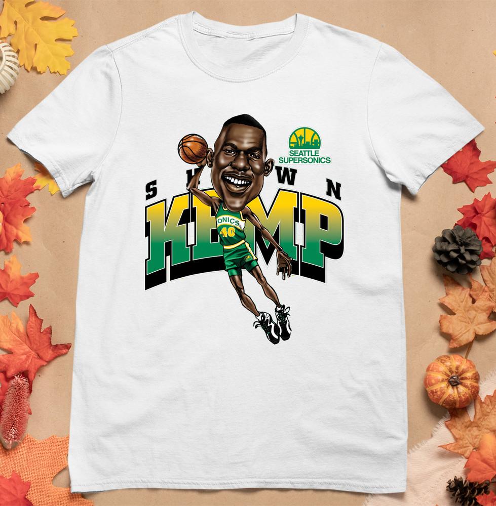 

Shawn Kemp caricature Men T-shirt White Unisex All Size S-5XL JJ3887 Unisex T-Shirt XXXXL