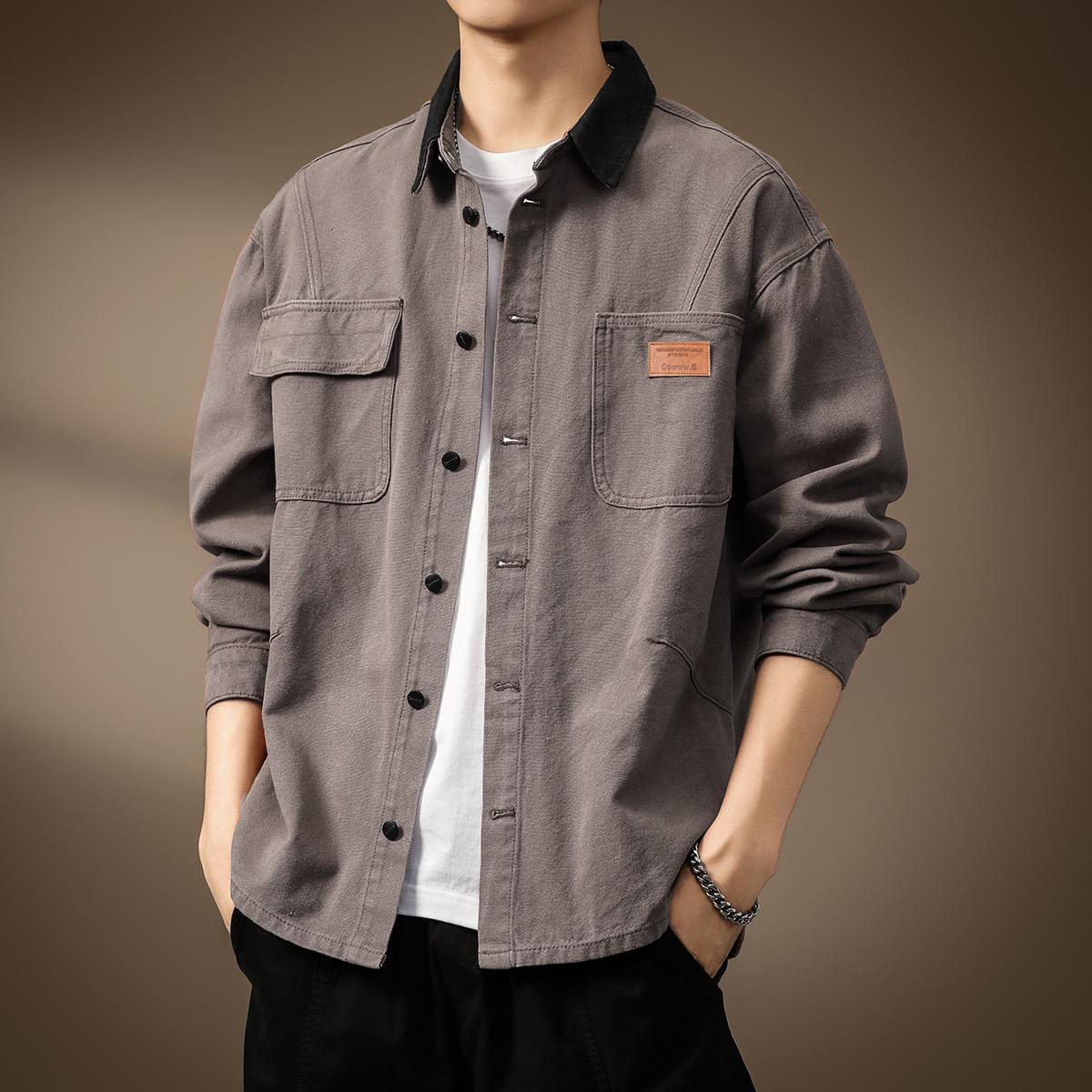 

Высококачественная американская ретро-джинсовая рубашка-куртка мужская, модная брендовая свободная куртка-туловка мужская 4XL