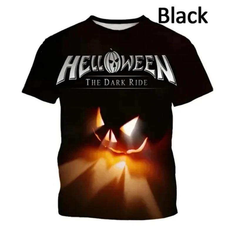 Men's T-Shirt Halloween 3D Print Cool Heavy Metal Rock Band Summer Men's Short-Sleeved Outdoor Casual Breathable Men's Clothing