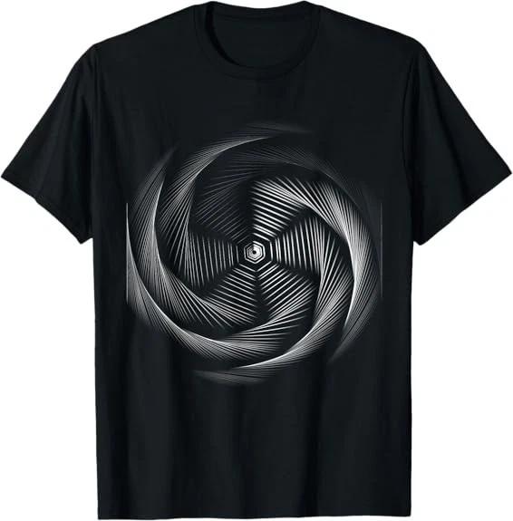 Geometric Black Hole Optical Illusion Spiral Trippy T-Shirt S-3XL XL