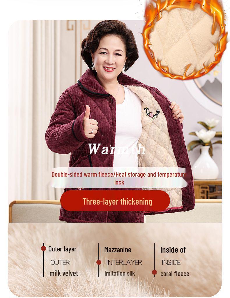 Women's Super Thick Three-Layer Velvet Pajamas - Winter Coral Fleece Quilted Homewear for Adults