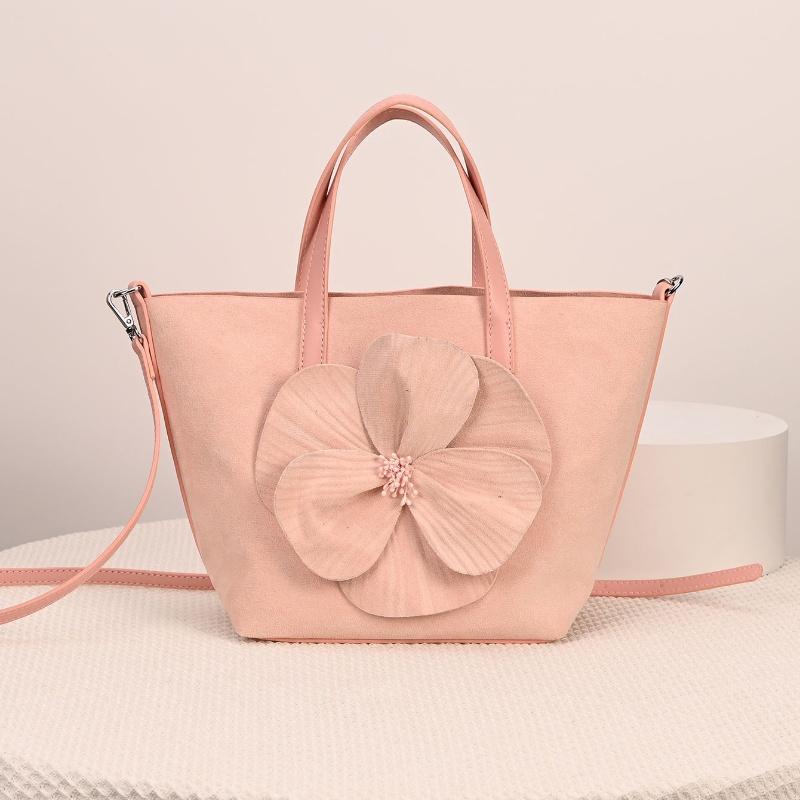 

Creative Flower Design Tote Bag for Women Fashionable Faux Suede Spliced Petal Shoulder Crossbody Bag Lady Versatile Bucket Bags