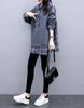 6535 Cotton Women's Fake Two-Piece Hooded Sweatshirt, Korean Style, Loose Fit, Spring/Autumn 2022 Trend.