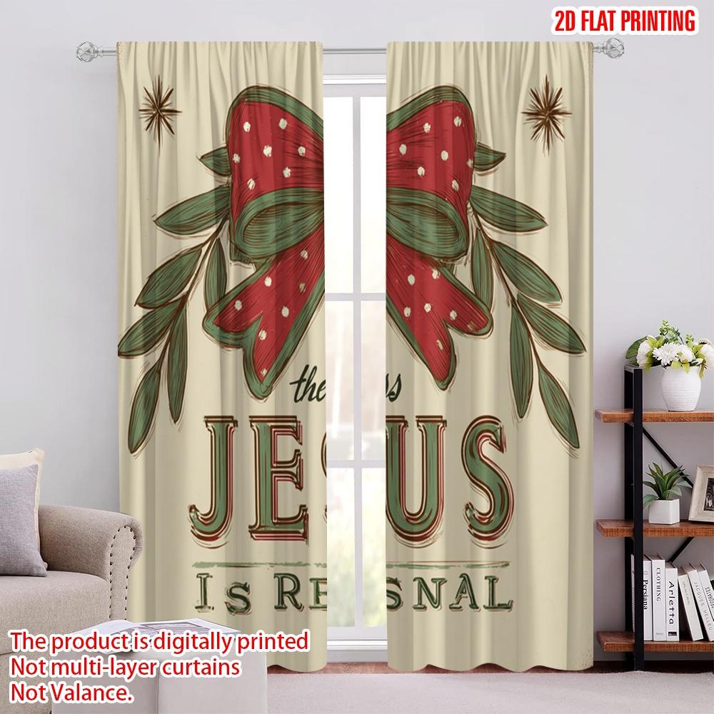 

2pcs,2D plane printing Popular Curtain Panels Red Dot Bow Versatile Durable Polyester (without rod) Festive for Bedroom, Living 52.50 × 116.00 cm 2 pcs