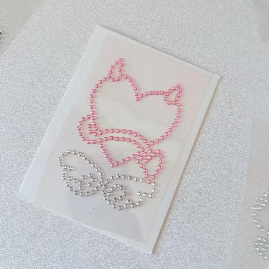 3D Rhinestone Chain Photo Card Stickers Korean Style Music Note Wing Crystal Diamond Sticker for Scrapbook Journal
