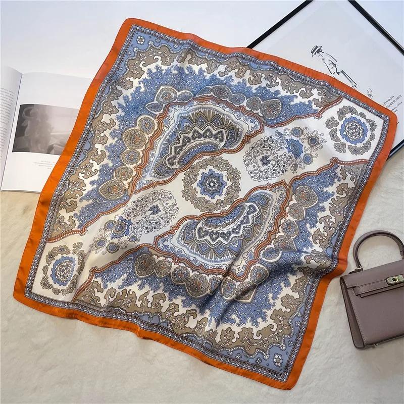 1PS Fashion Scarf For Women Classic Square Scarves Spring And Summer Headscarf Breathable Lightweight Soft Satin Neckcheif