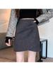 Irregular High-Waist Woolen A-Line Skirt for Plus Size Women - Autumn/Winter Hip-Hugging Short Skirt