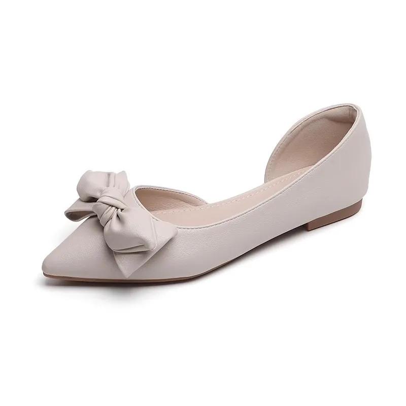 Fashion 2025 Summer New Slip on Women's Flats Pointed Toe Print Plus Size Versatile Shoes Daily Fashion String Bead Bow Tie Floral Flats