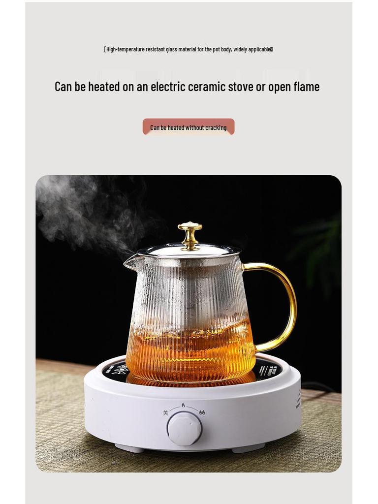 2026 Thickened Glass Teapot with Integrated Infuser – High-Temperature Resistant for Home Brewing