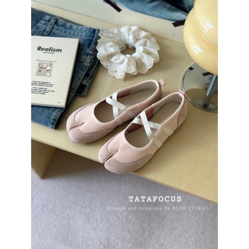 Summer round head shallow mouth soft sole Mary Jane shoes casual cowhide one-word belt single shoes flat shoes women's tide