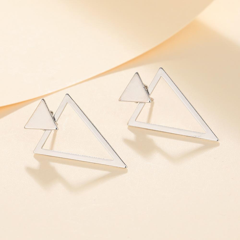 Size Triangle Front And Rear Earrings Wind Creative Design Removable One Or Two Wear Geometric Inverted Triangle Earrings
