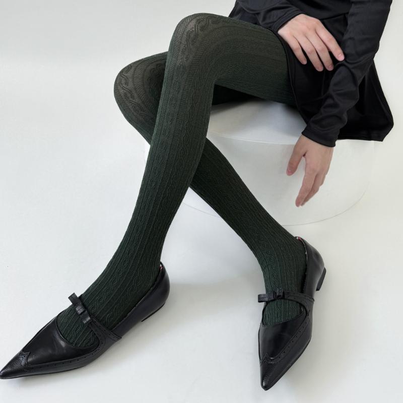 Women Vintage Twist Striped Pattern Jacquard Tights Winter Fall Opaque Pantyhose Stockings Slimming Leggings Hosiery