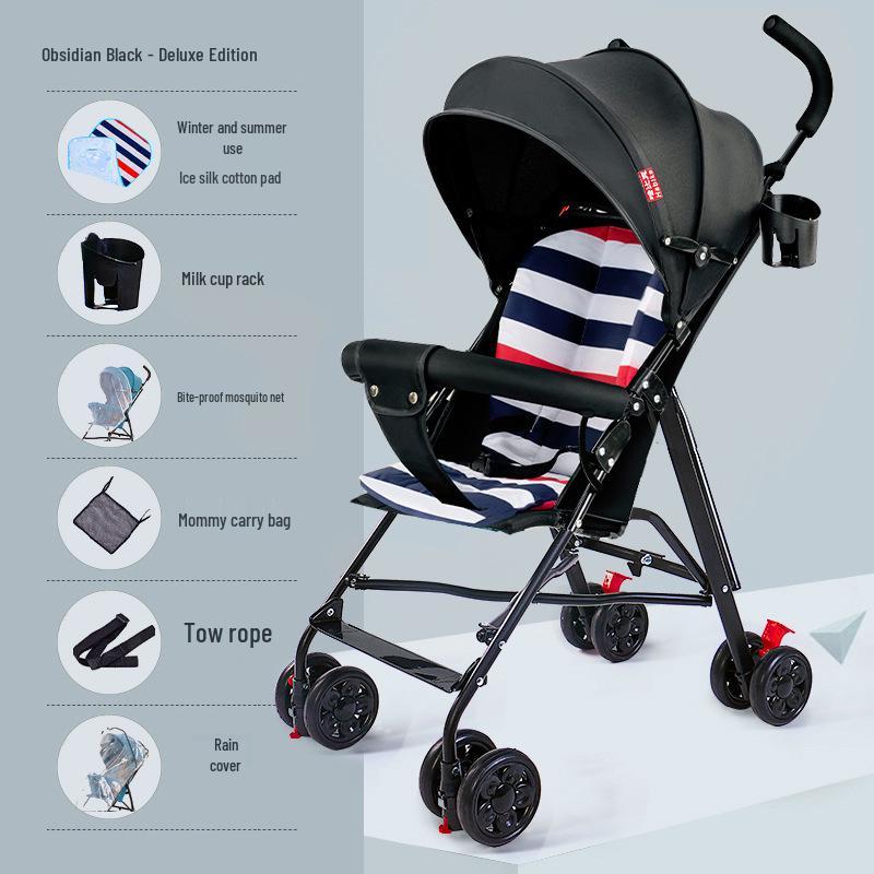 Lightweight Folding Umbrella Stroller with Reclining Seat for Babies and Toddlers