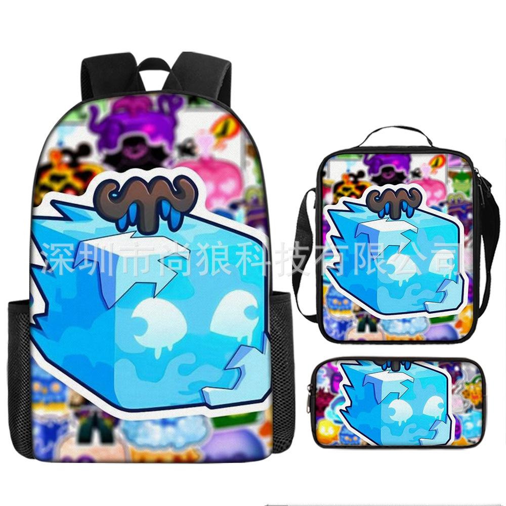 Large Capacity Schoolbag with Shoulder Strap; Student Three-piece Pencil Case Set
