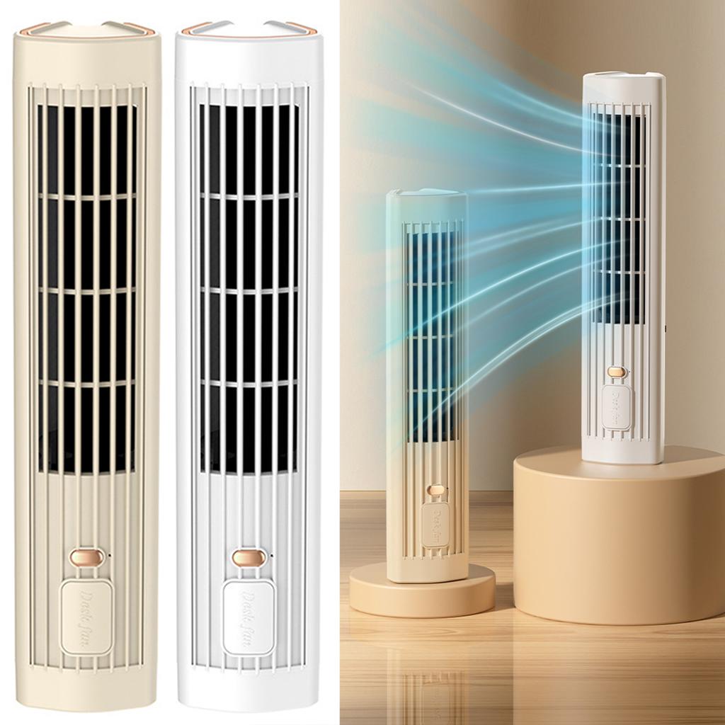 Bladeless Air Conditioner Fan USB Quiet Desk Fan Tower Fan Standing Electric Fan 3 Speed Rechargeable for Home Bedroom