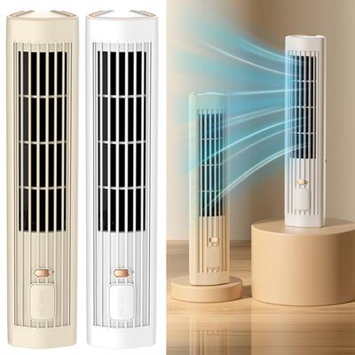 Bladeless Air Conditioner Fan USB Quiet Desk Fan Tower Fan Standing Electric Fan 3 Speed Rechargeable for Home Bedroom